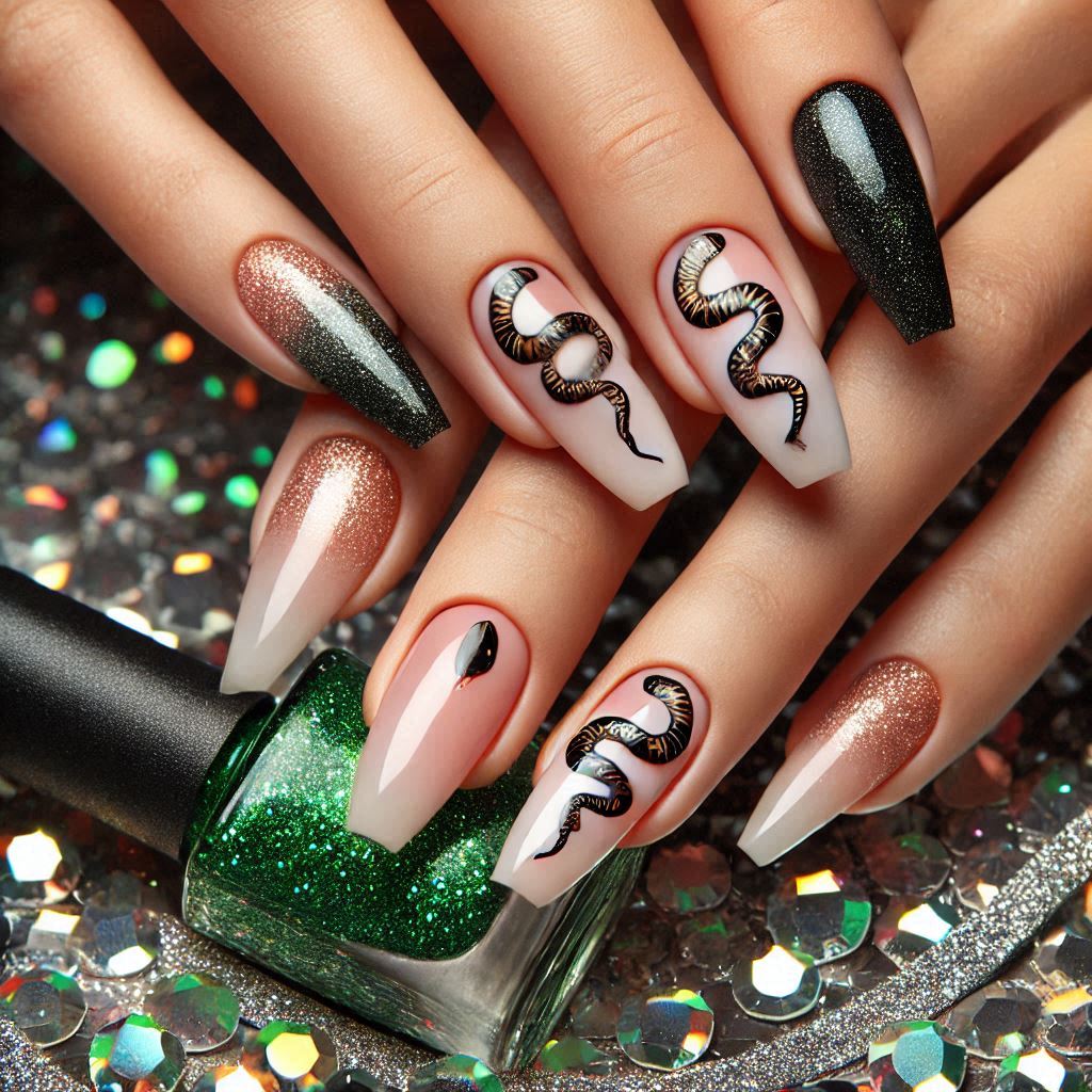 Glitter Ombre with Snake Motif