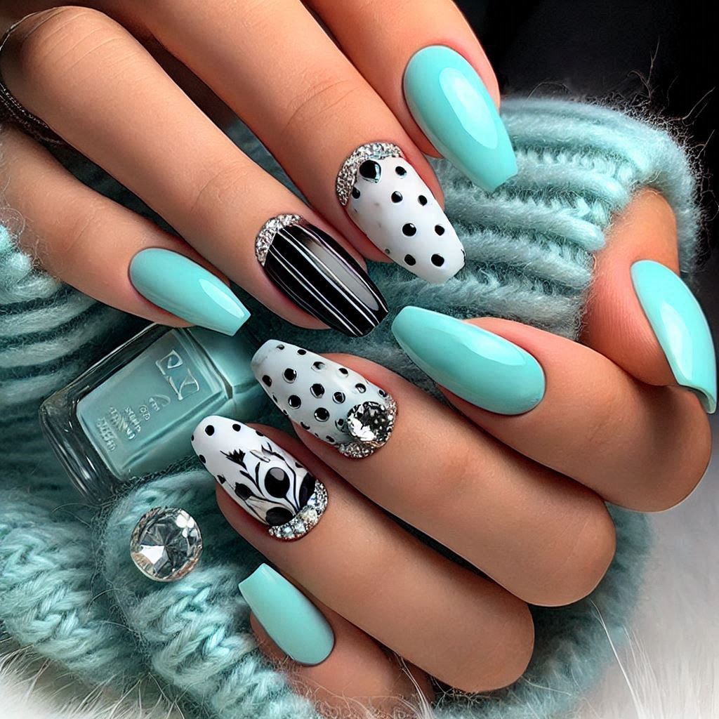 Tiffany Blue with Black and White Art