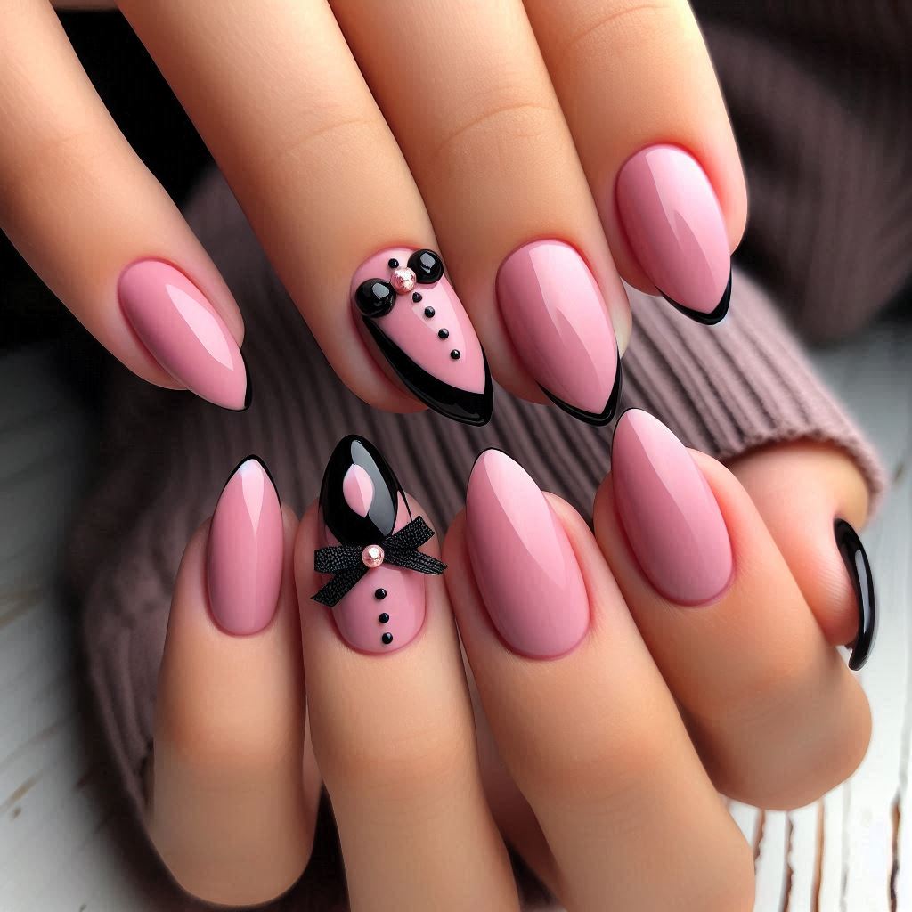 Short Pink with Black Cat Eye Accent