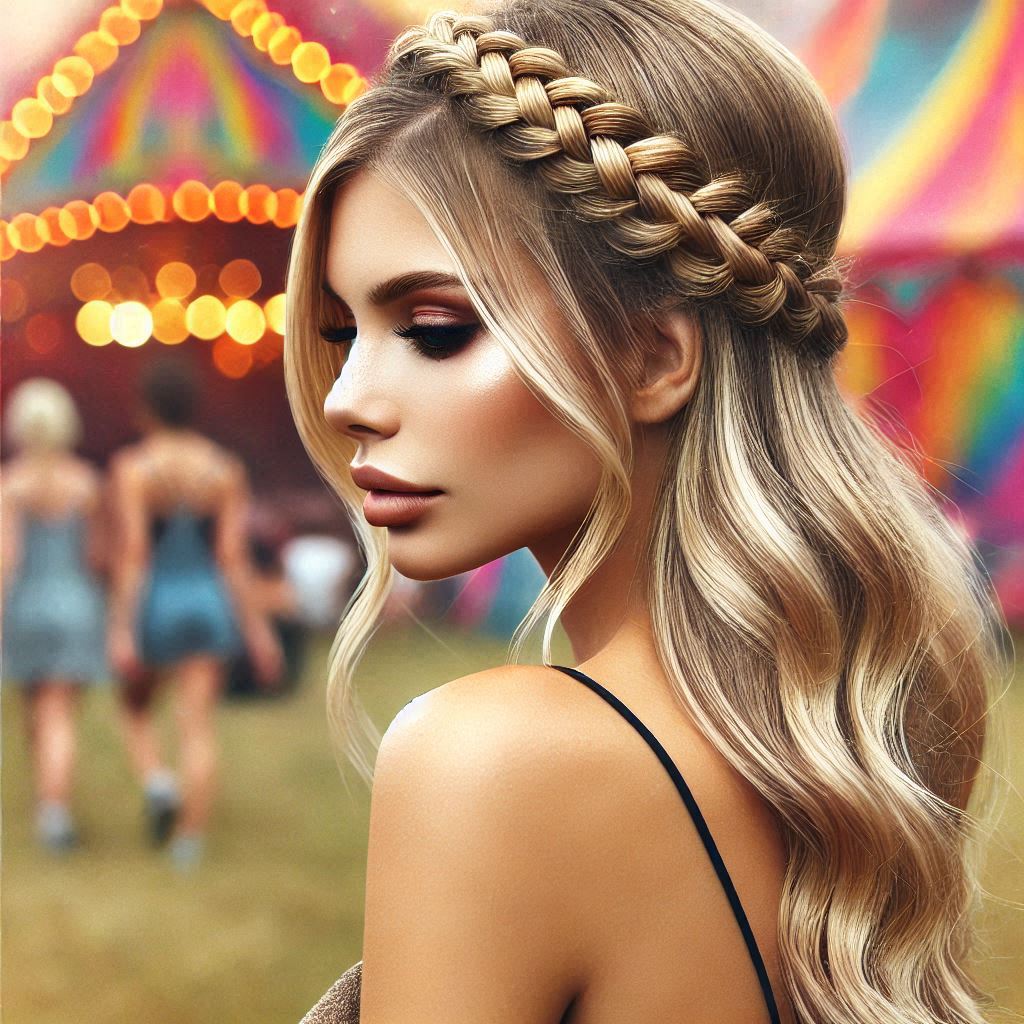 Collarbone-Length Blonde with Braided Bangs