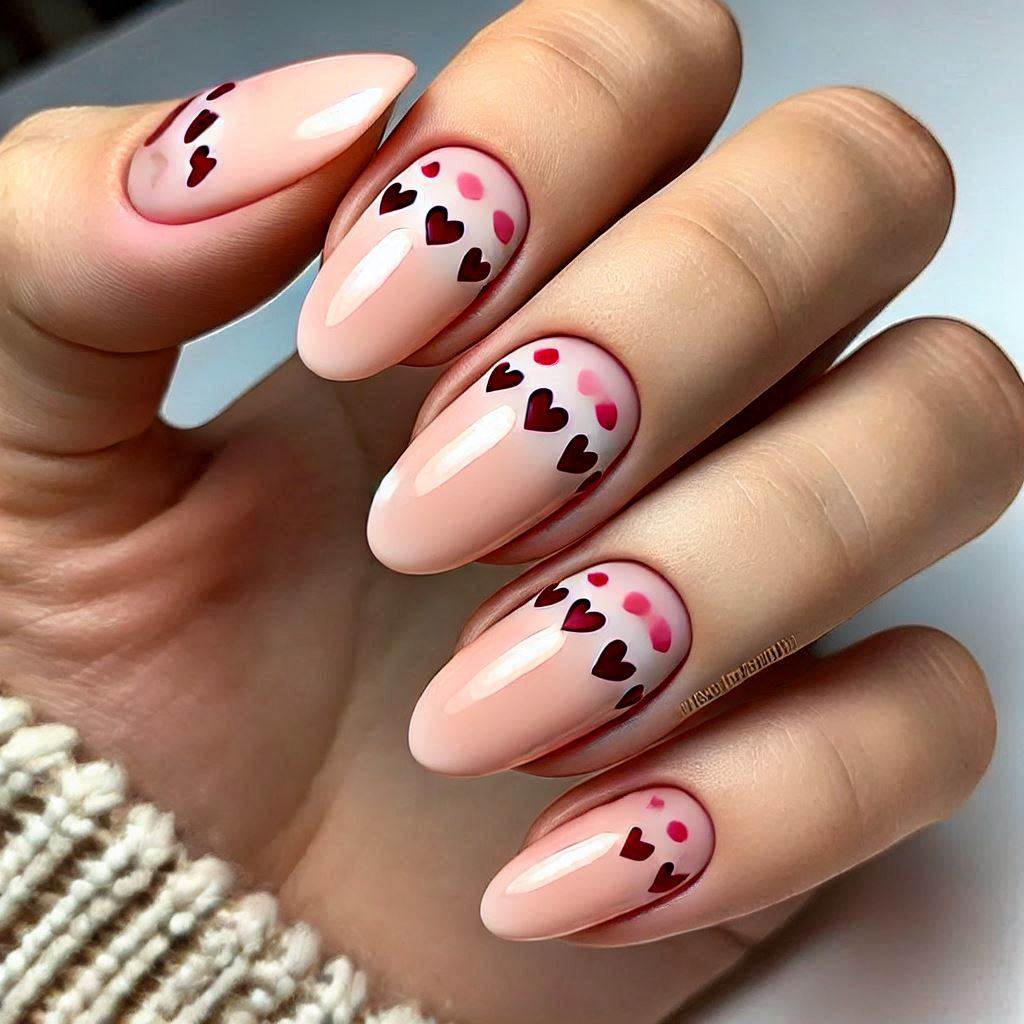 French Tips with Heart Outlines