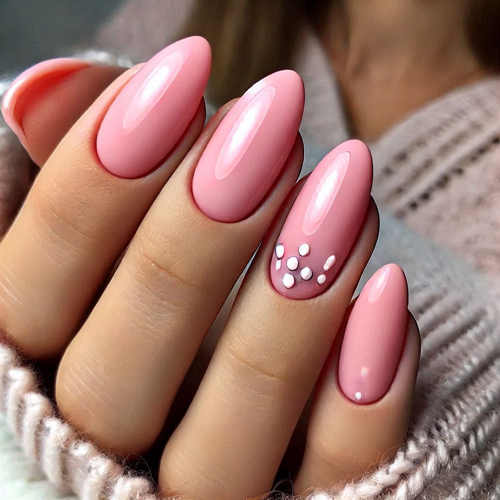 Simple Almond Pink with Tiny White Dots