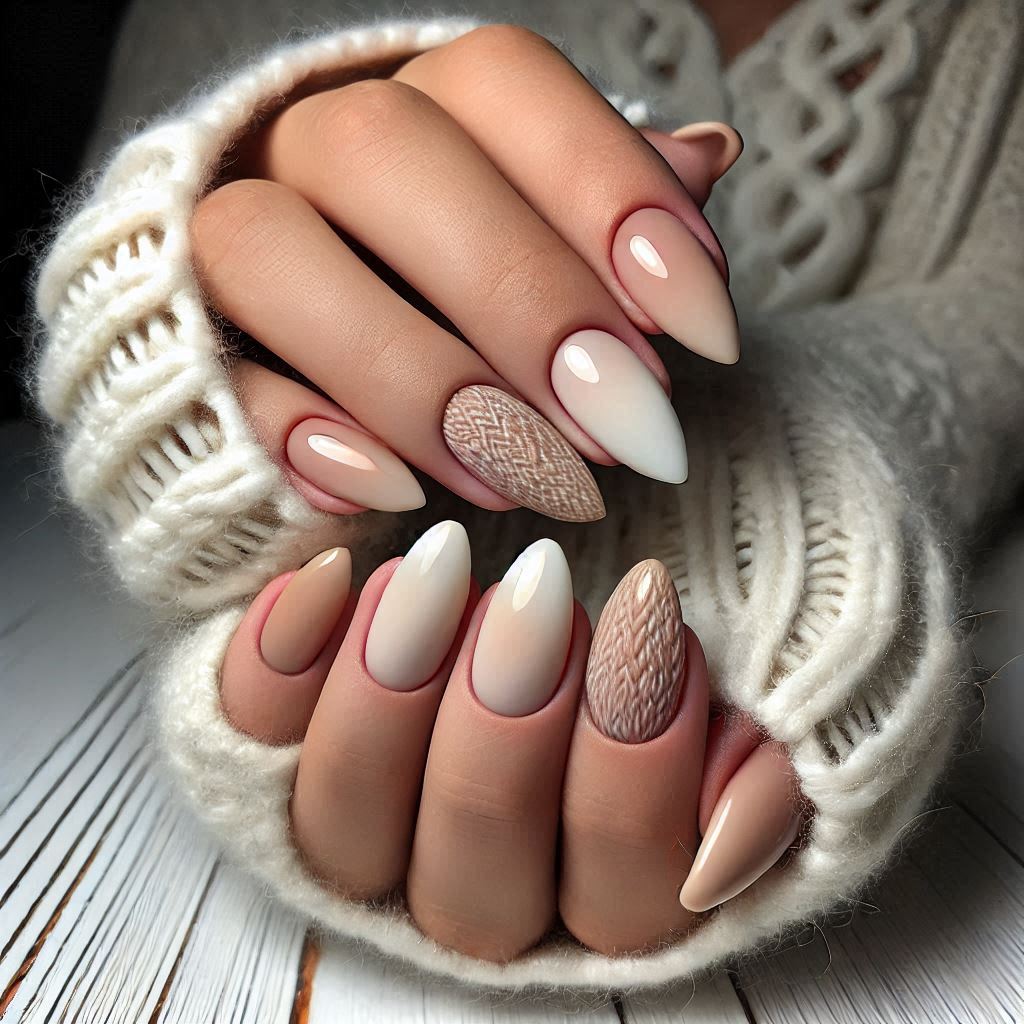  Cute Fall Acrylic Nail Ideas Almond with Sweater Patterns