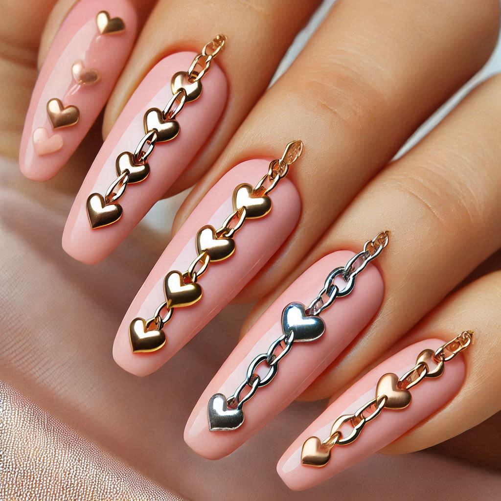  Heart Chain Nails