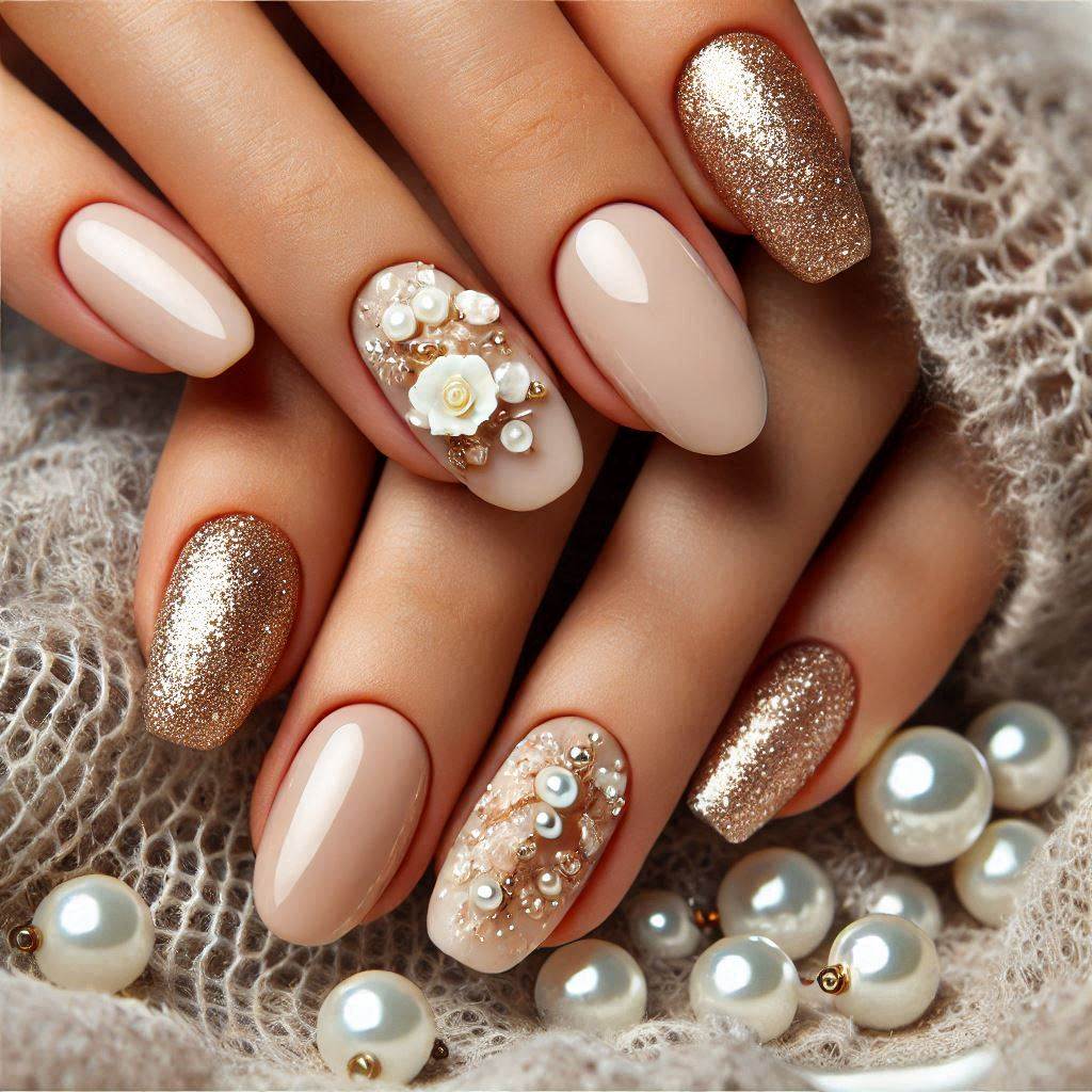 Shimmering Champagne Nails