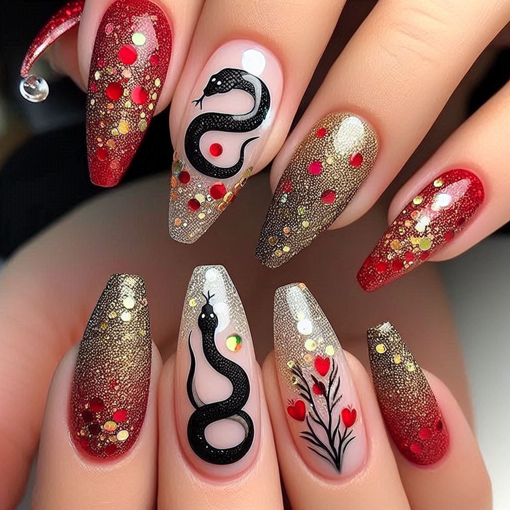 Glitter Ombre with Snake Motif