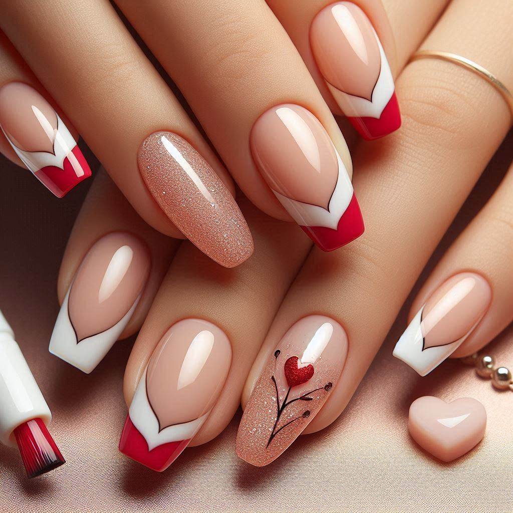  French Tips with a Romantic Twist