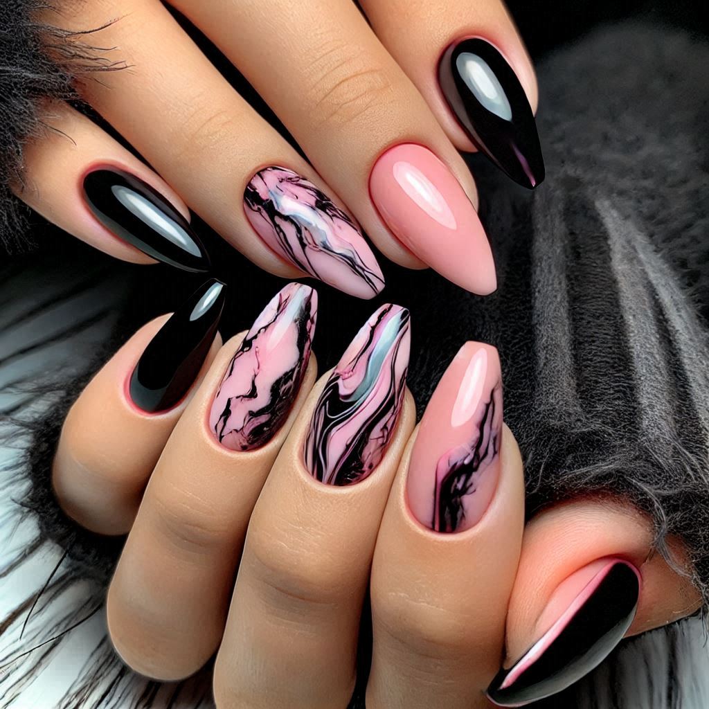 Black and Pink Marble Design