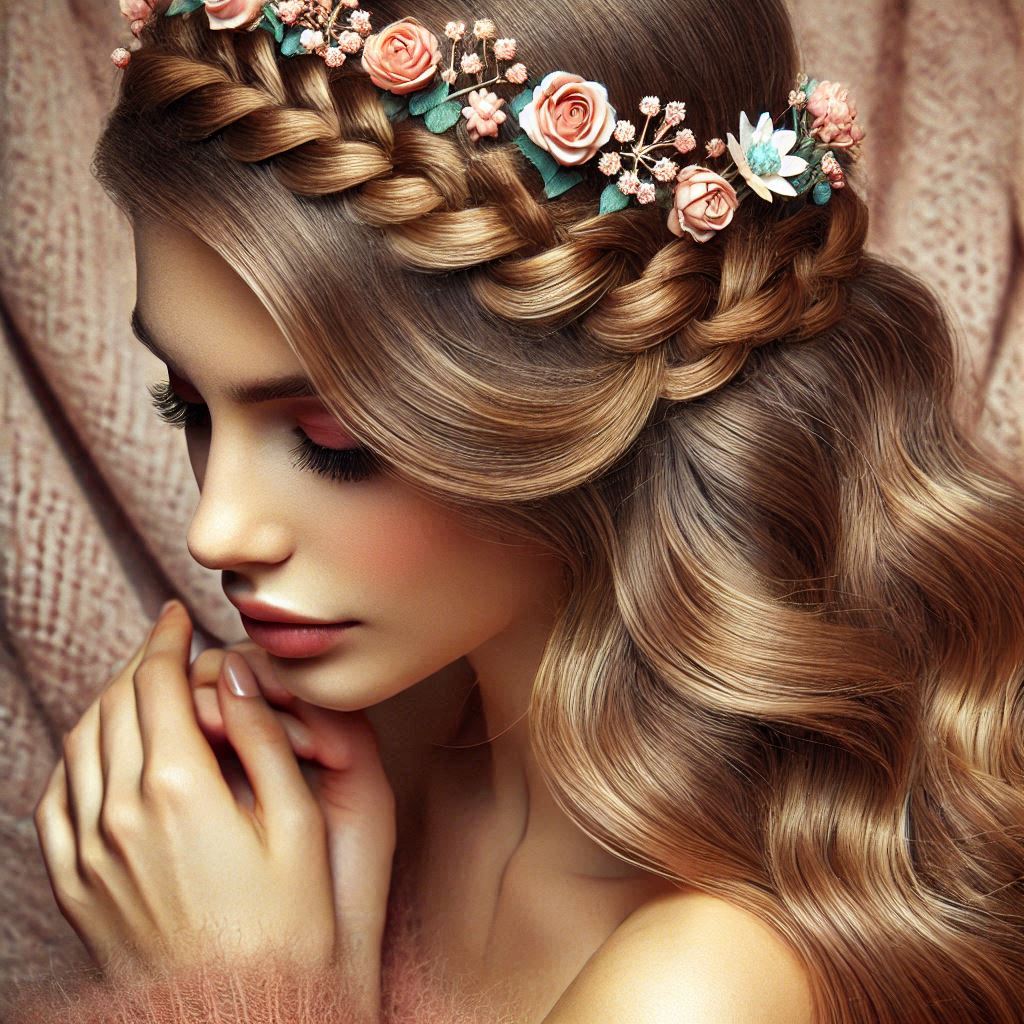 Crown Braid with Waves