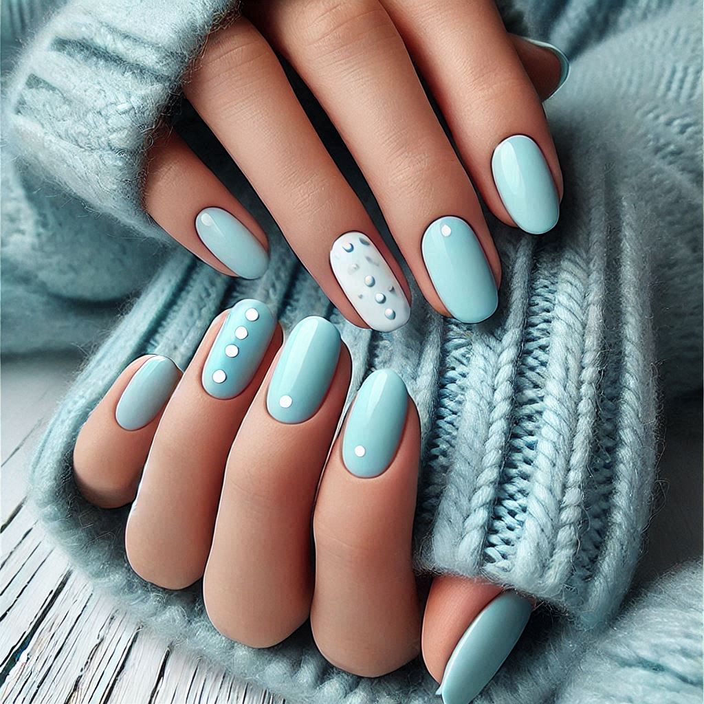 Tiffany Blue with Simple White Dots