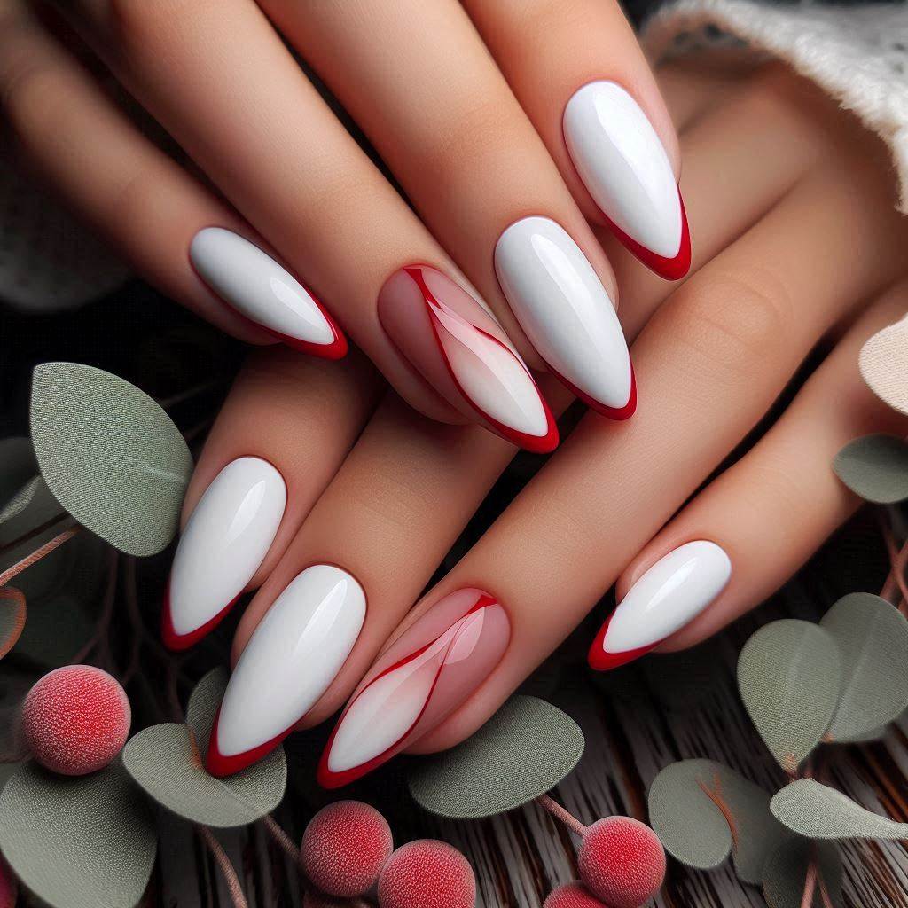 Simple White with Red Tips