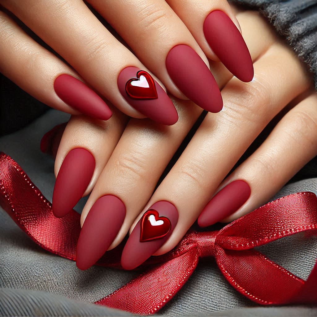 Matte Valentine’s Nails