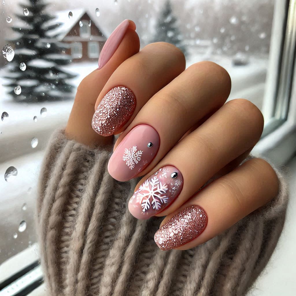 Nude Pink with Snowflake Details