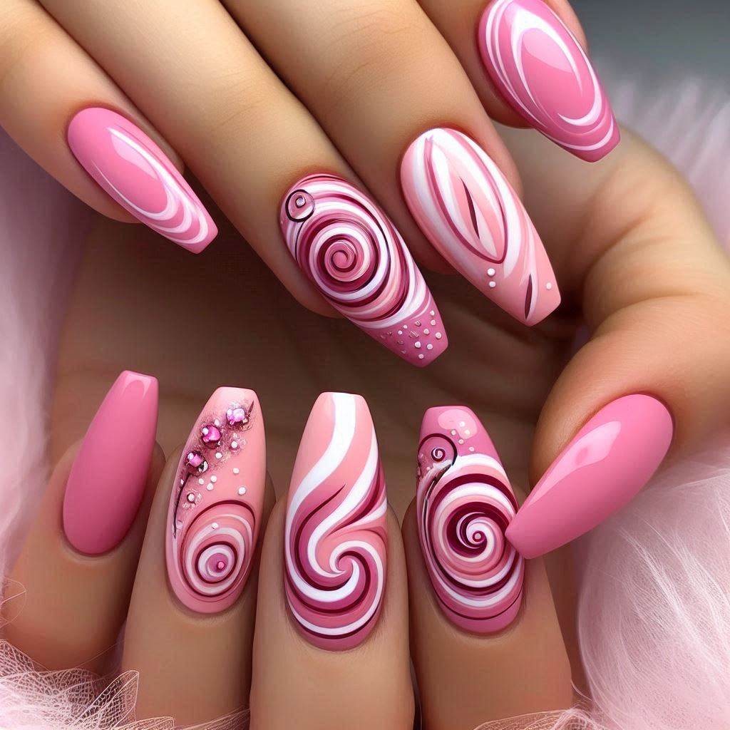 DIY Pink Swirl Nails