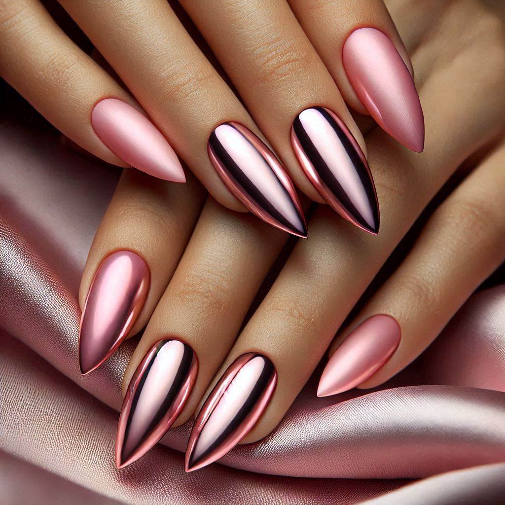 Classic Pink Chrome Manicure