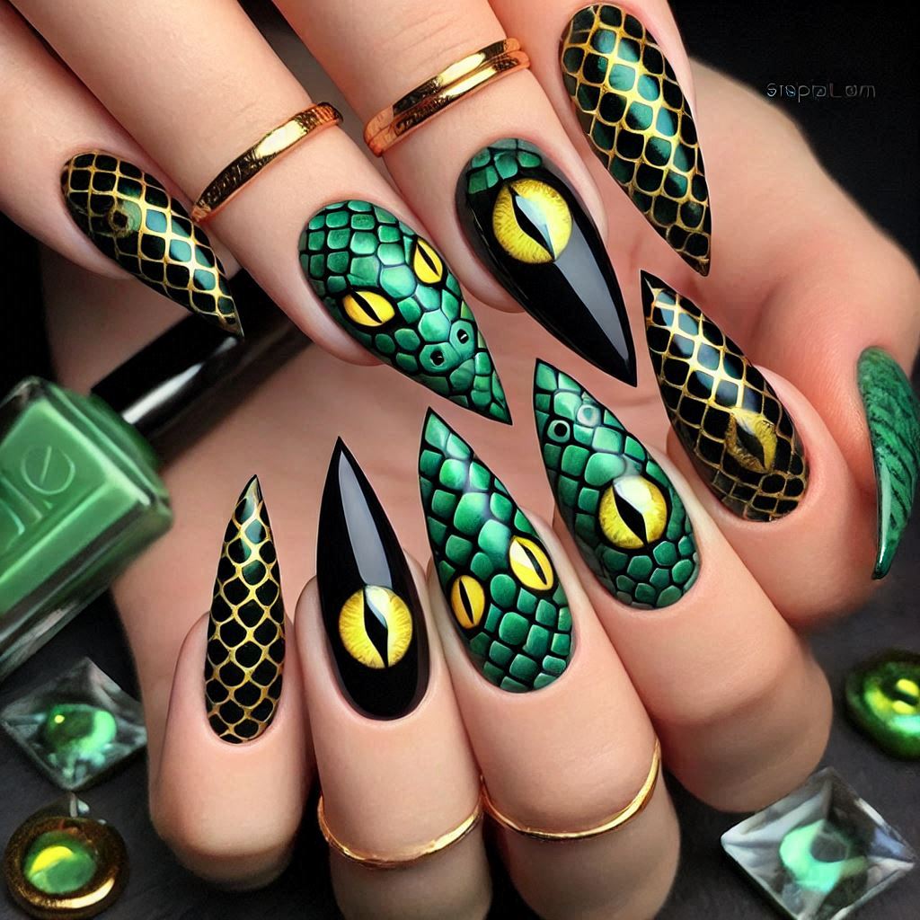 Snake Eyes Accent Nails
