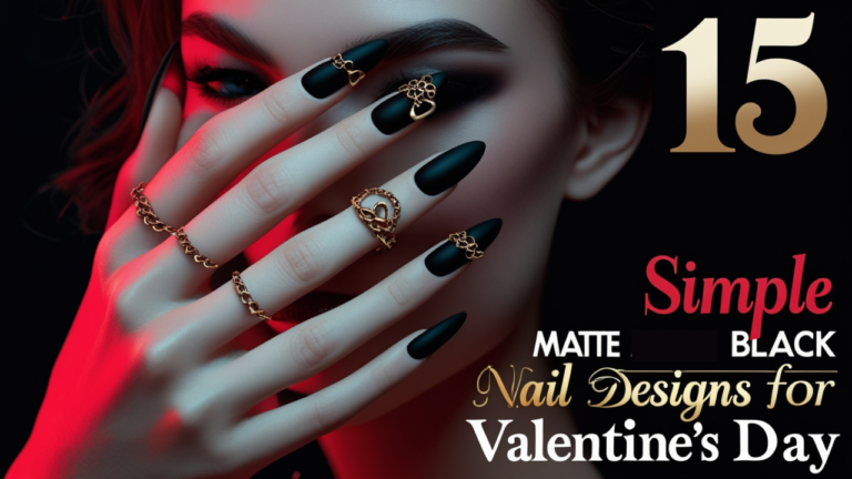 Dark Romance: 15 Simple Matte Black Nail Designs for Valentine’s Day