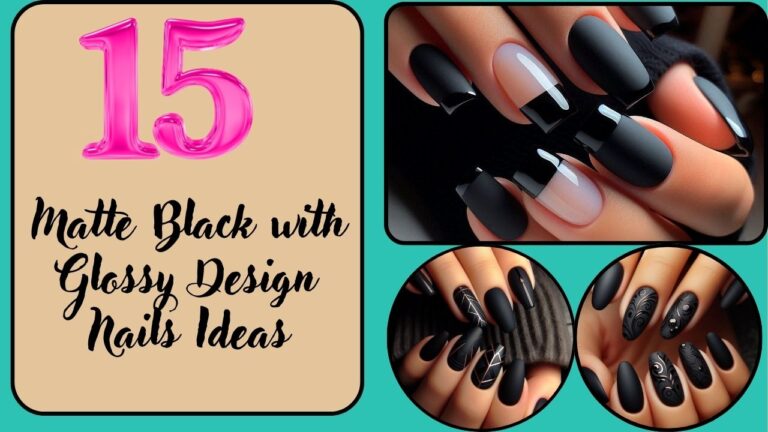 15 Matte Black with Glossy Design Nails Ideas