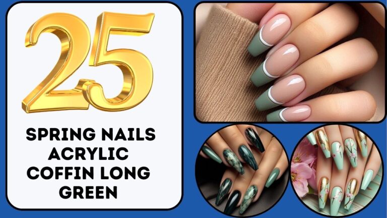 25 Spring Nails Acrylic Coffin Long Green