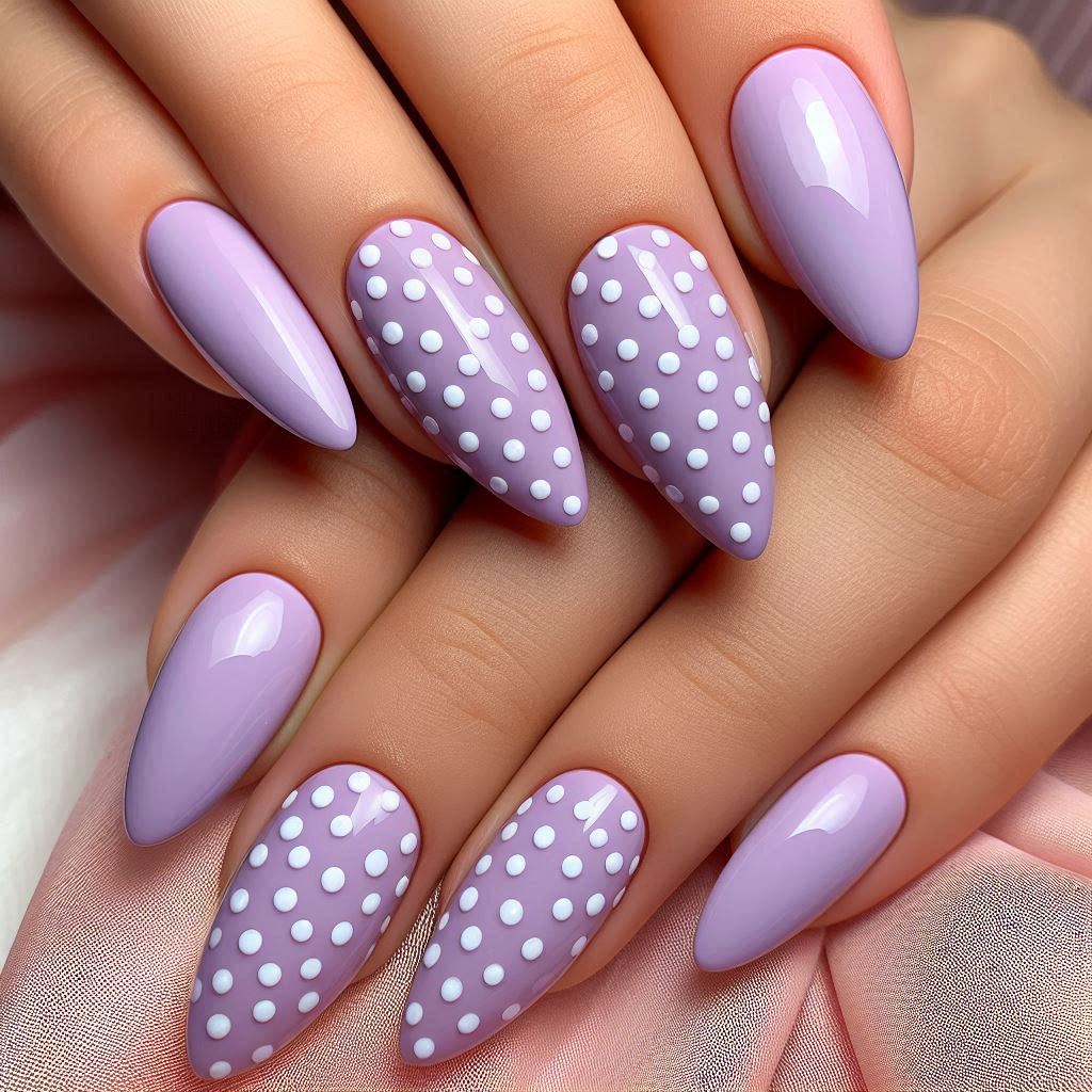 Light Purple Polka Dot Nails