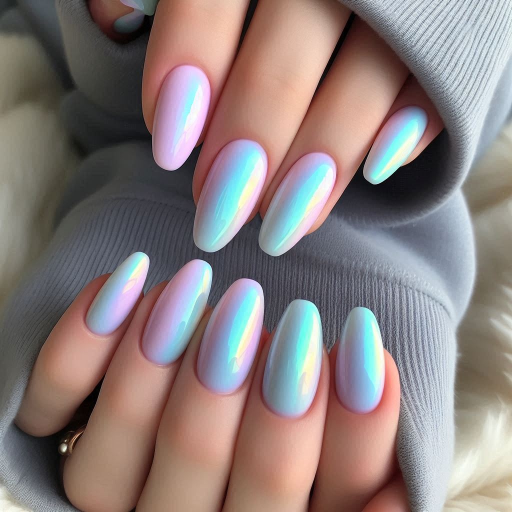 Pastel Northern Lights French Nails