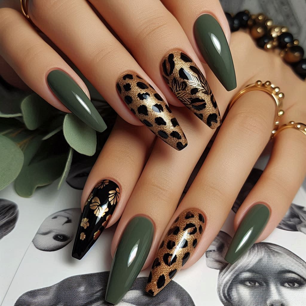 Olive Green Leopard Print