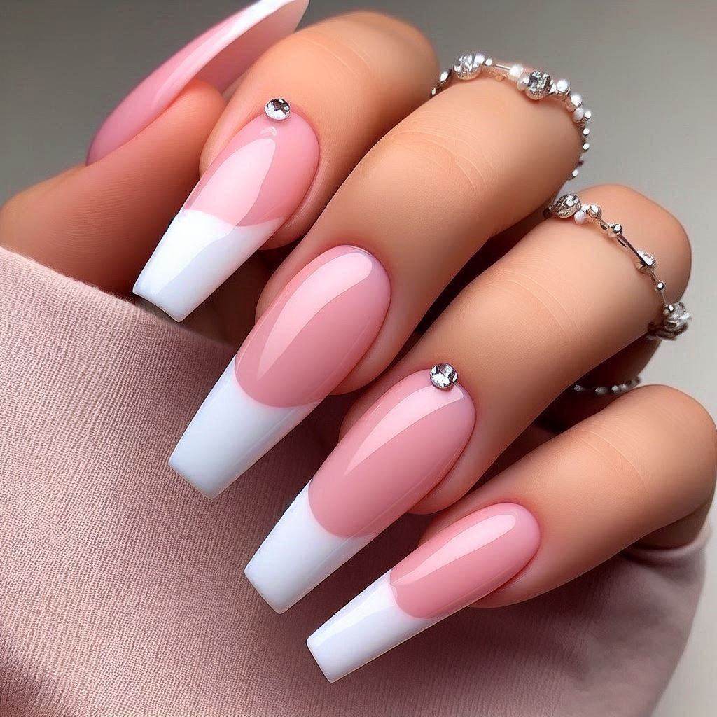 Pastel Pink and White French Tips