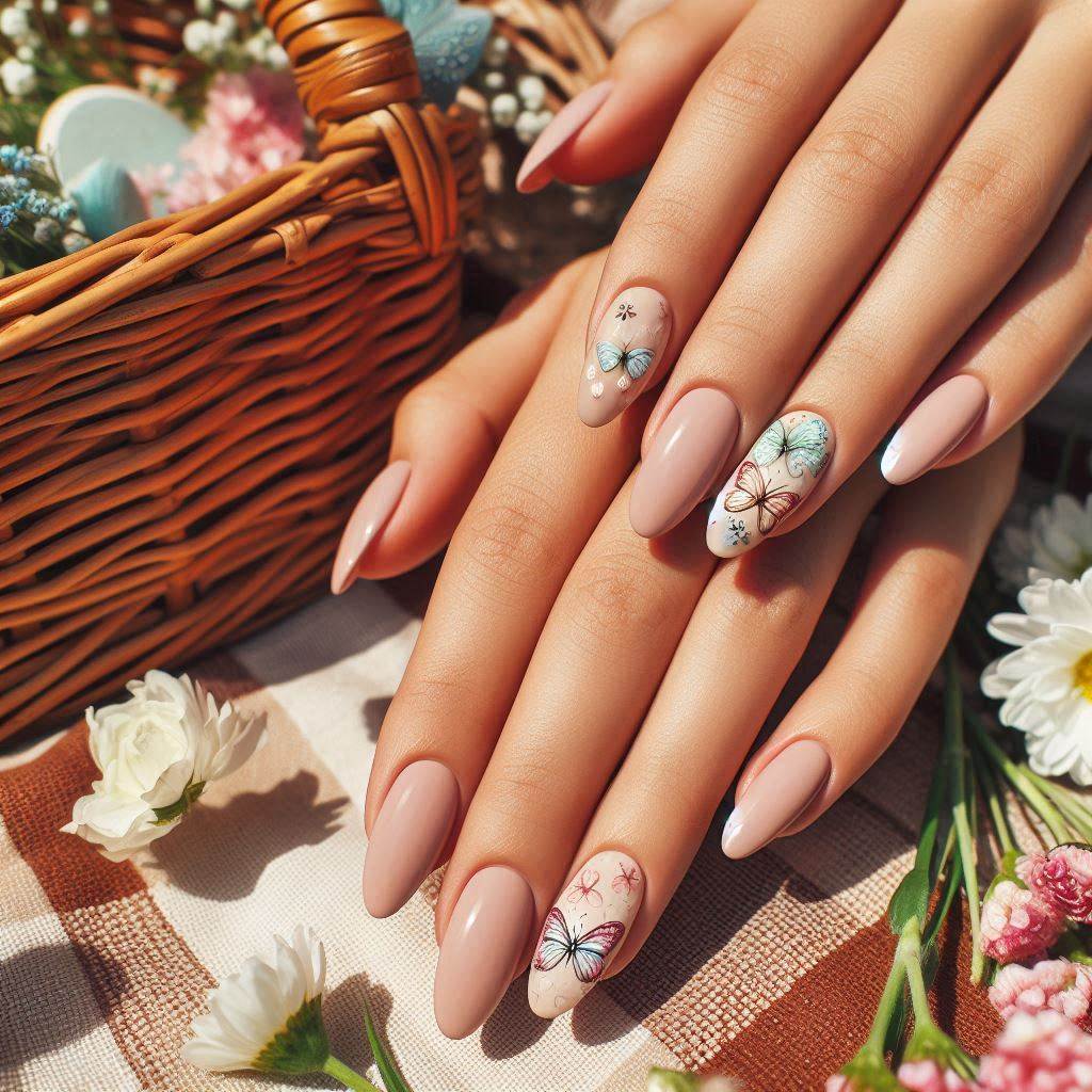 Butterfly-Inspired Almond Nails for a Whimsical Look