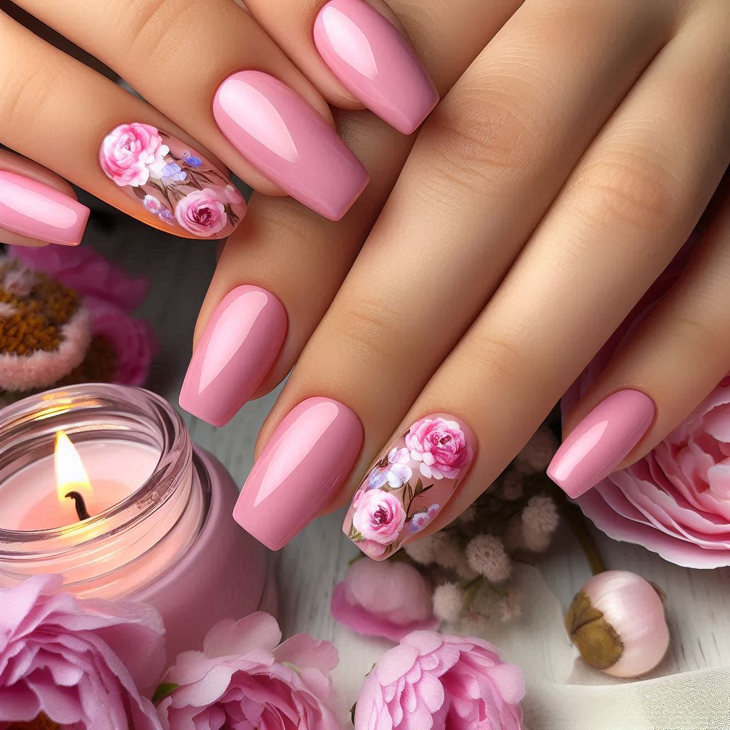 Peony Pink Dip Nails