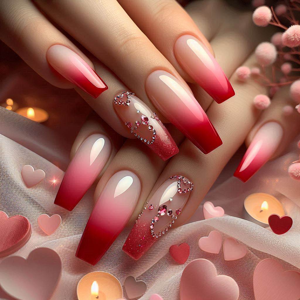 Red and Pink Valentine’s Nails