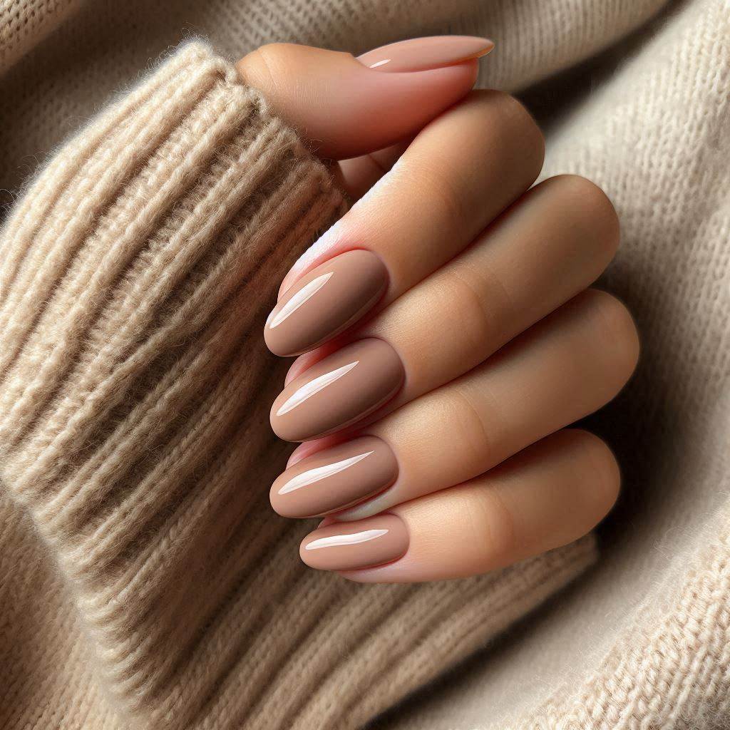 Chic Nude Short Acrylic Nails Almond