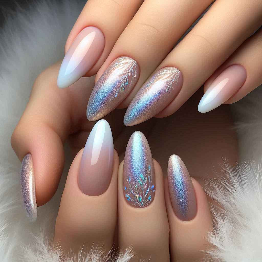 Frosted Aurora French Tips