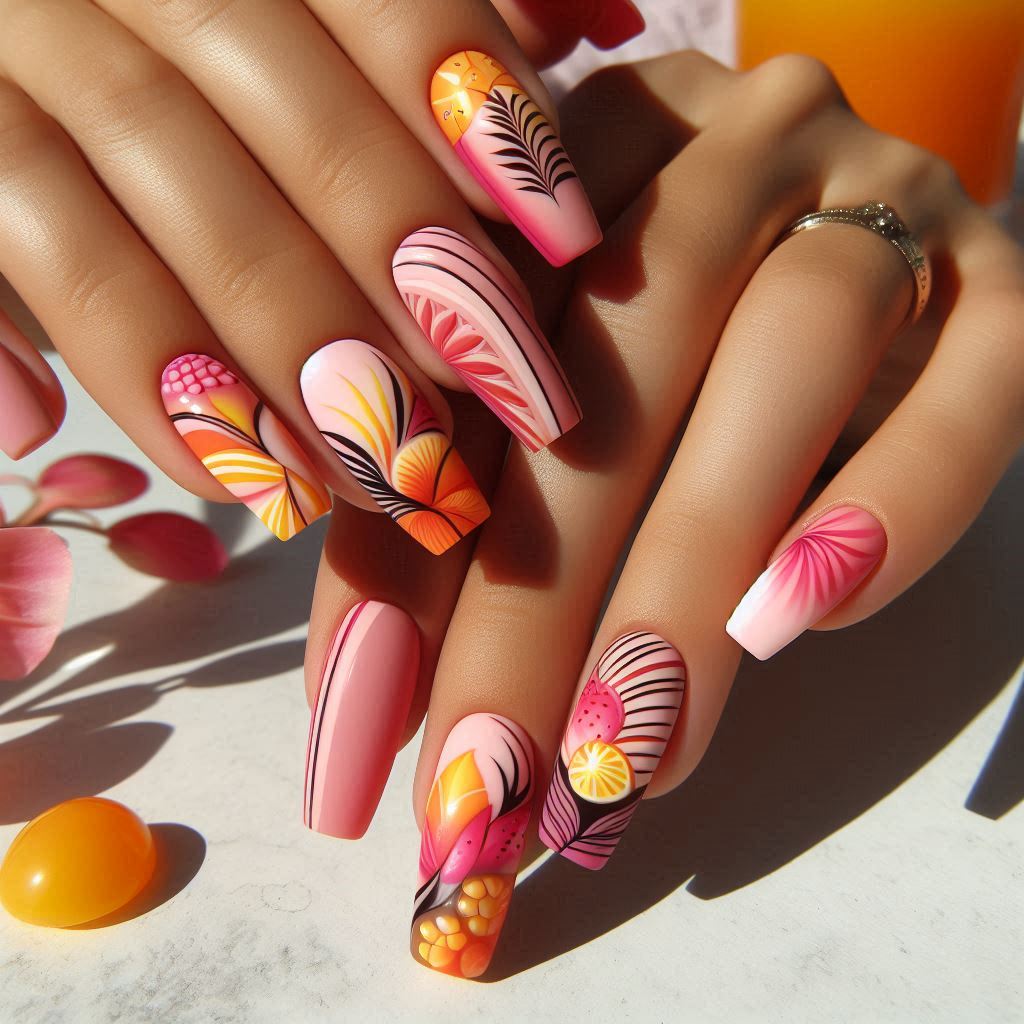 Tropical Fruit-Inspired Nails