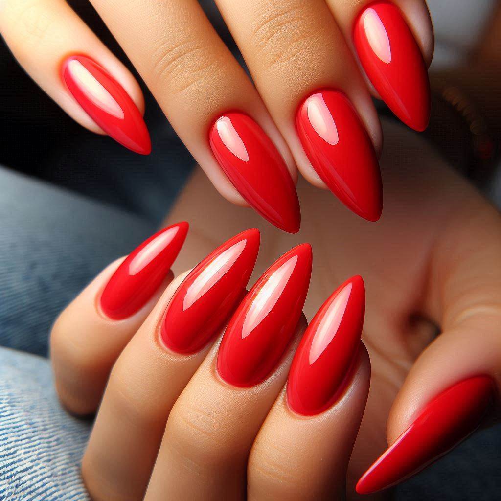 Bold Red Summer Nails Almond Simple Passion