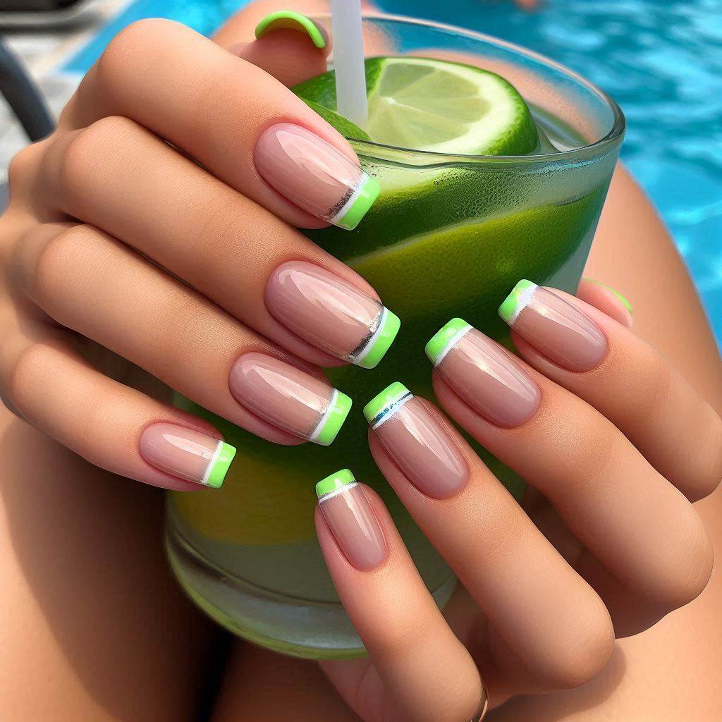 Trendy Neon Green French Tips