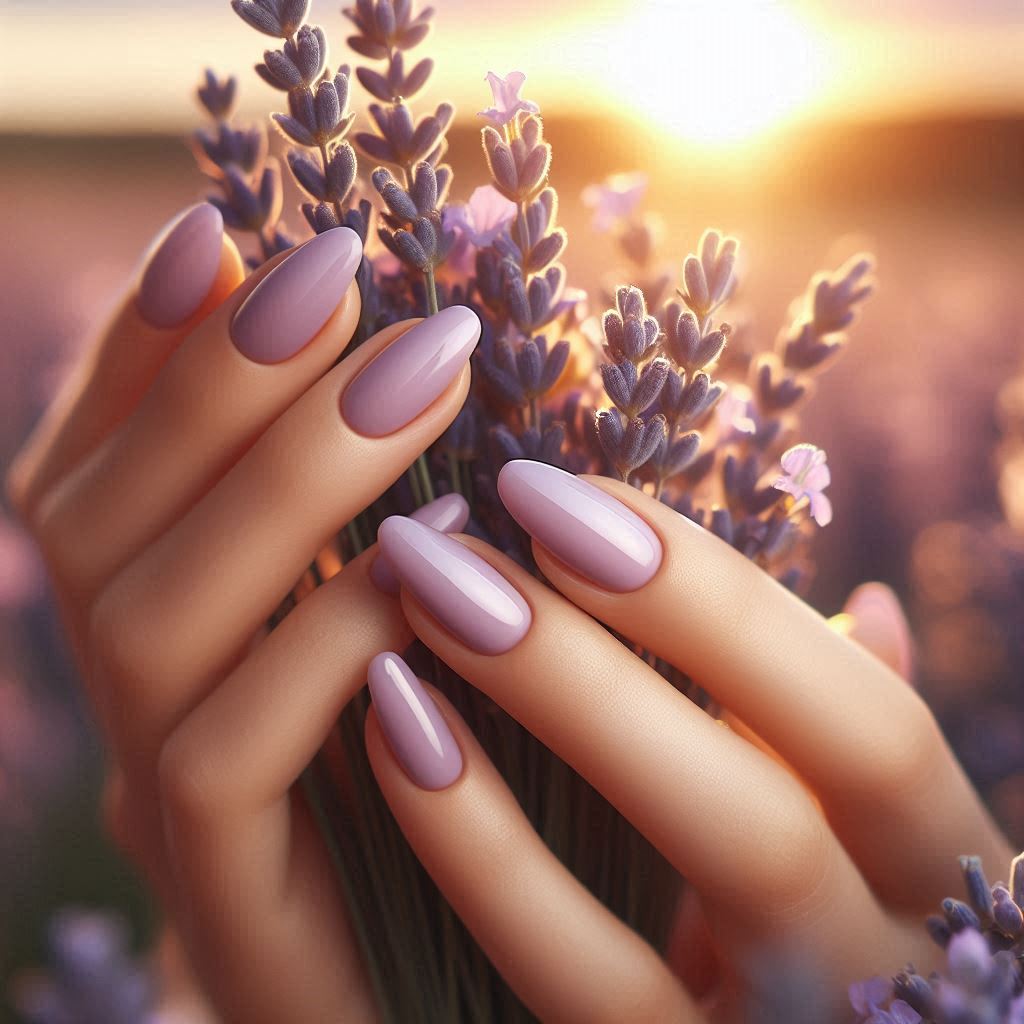 Simple Gel Almond Nails in a Lavender Dream Shade