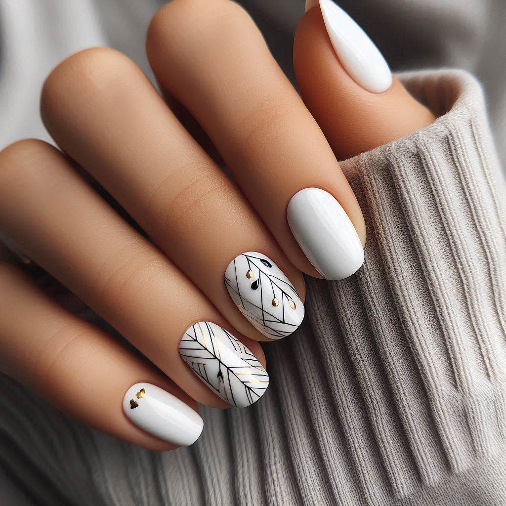 Trendy White Nails Short Design