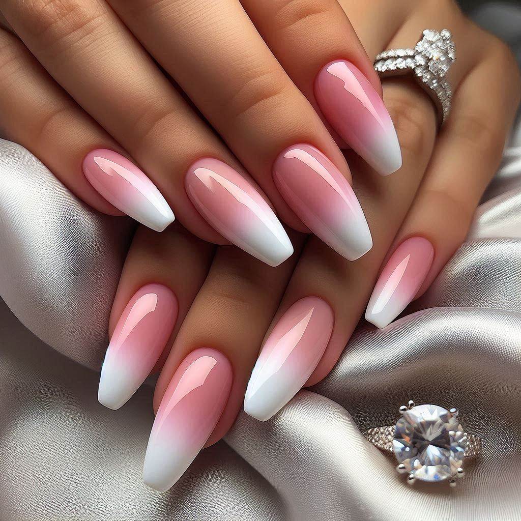 Sophisticated Glam with French Tip Nails Pink Ombre