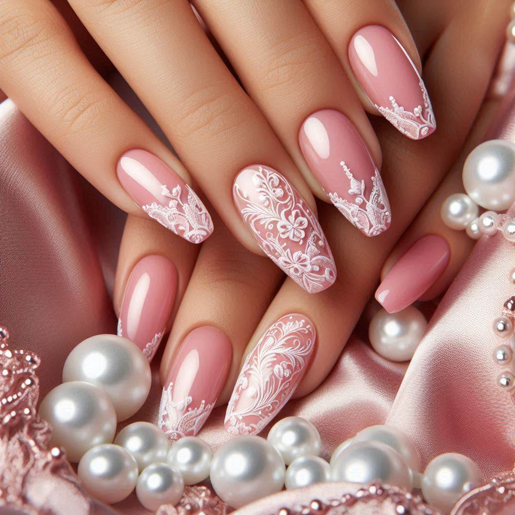 Artistic Beauty with French Tip Nails Pink Design