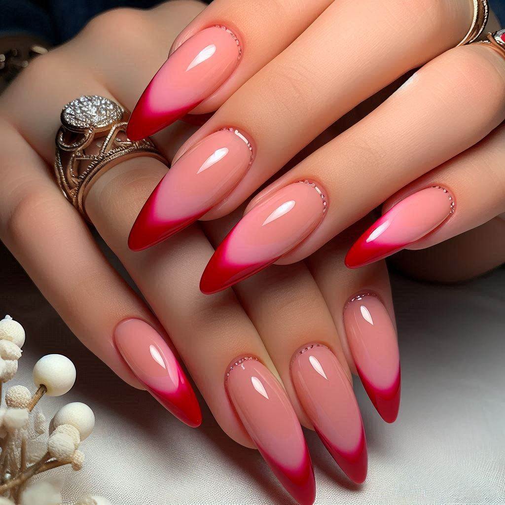 Red and Pink French Tips