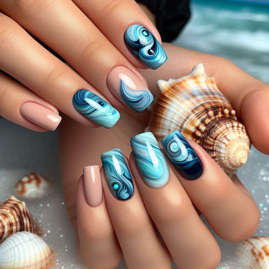 Ocean-Inspired Blue Swirls