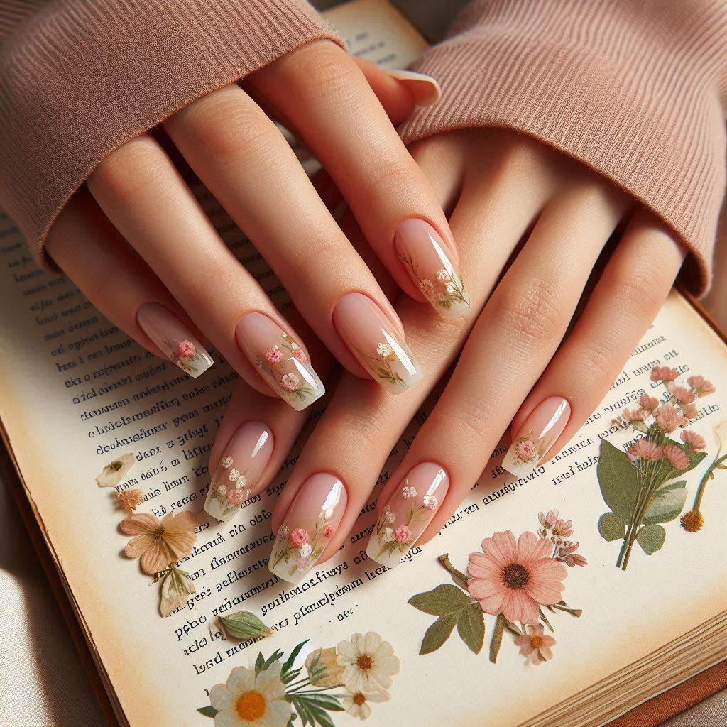 Dainty Floral French Tips