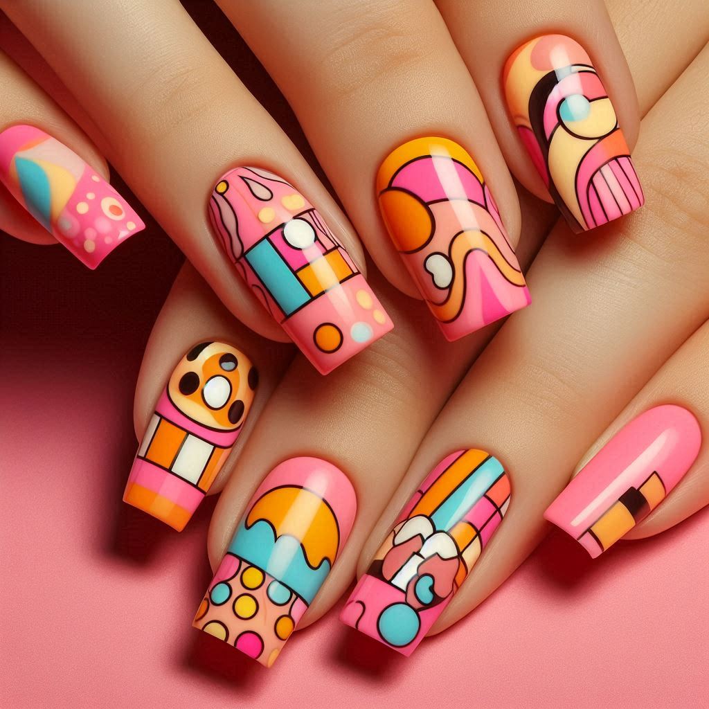 Abstract Pop Art Nails