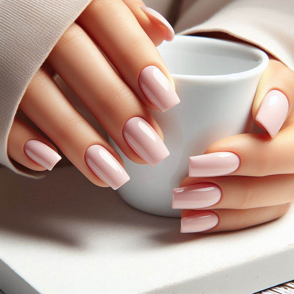 Short Light Pink Square Nails