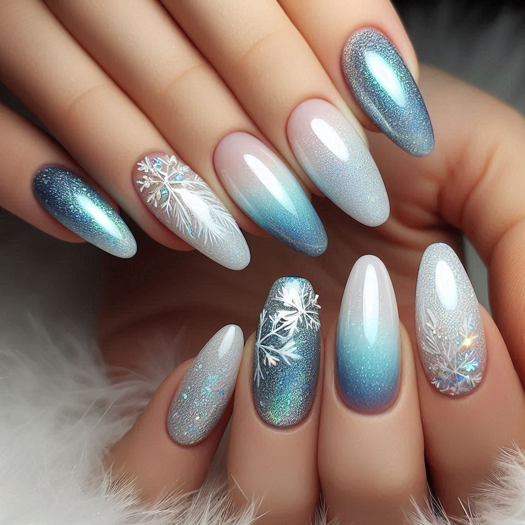 Ice Queen Aurora Nails