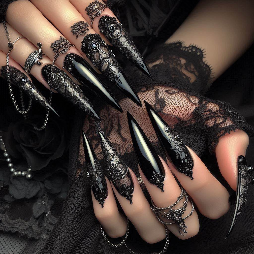 Long Goth Nails Acrylic for a Dramatic Statement