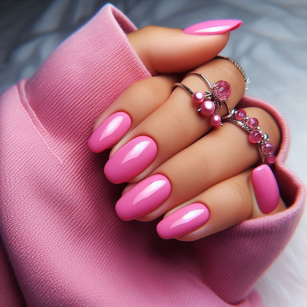 Bubblegum Pink Dip Nails