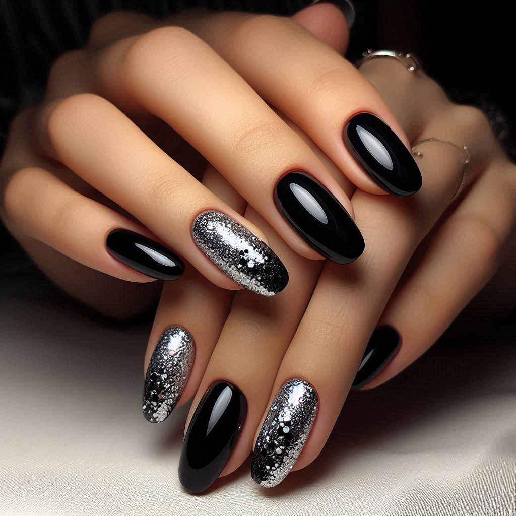 Black and Silver Glitter Accent