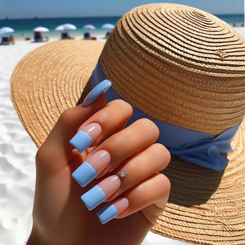  Baby Blue French Tips