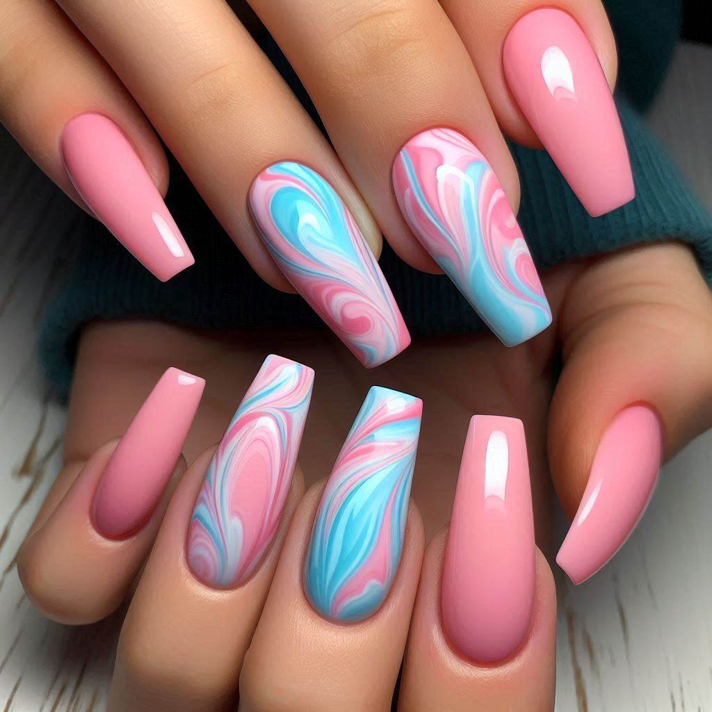 Cute Pink and Blue Swirl Design